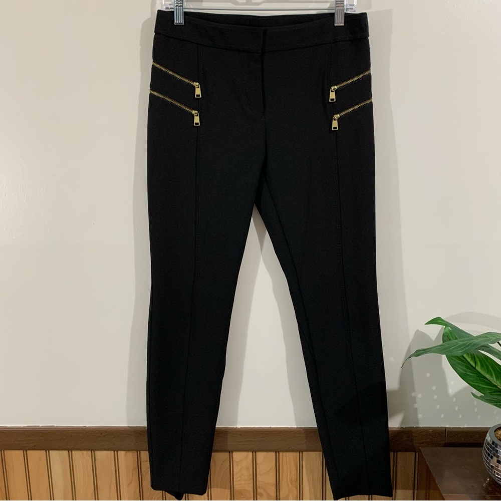 Express Black Skinny Mid Rise Trouser with Double Gold Zippers (6)